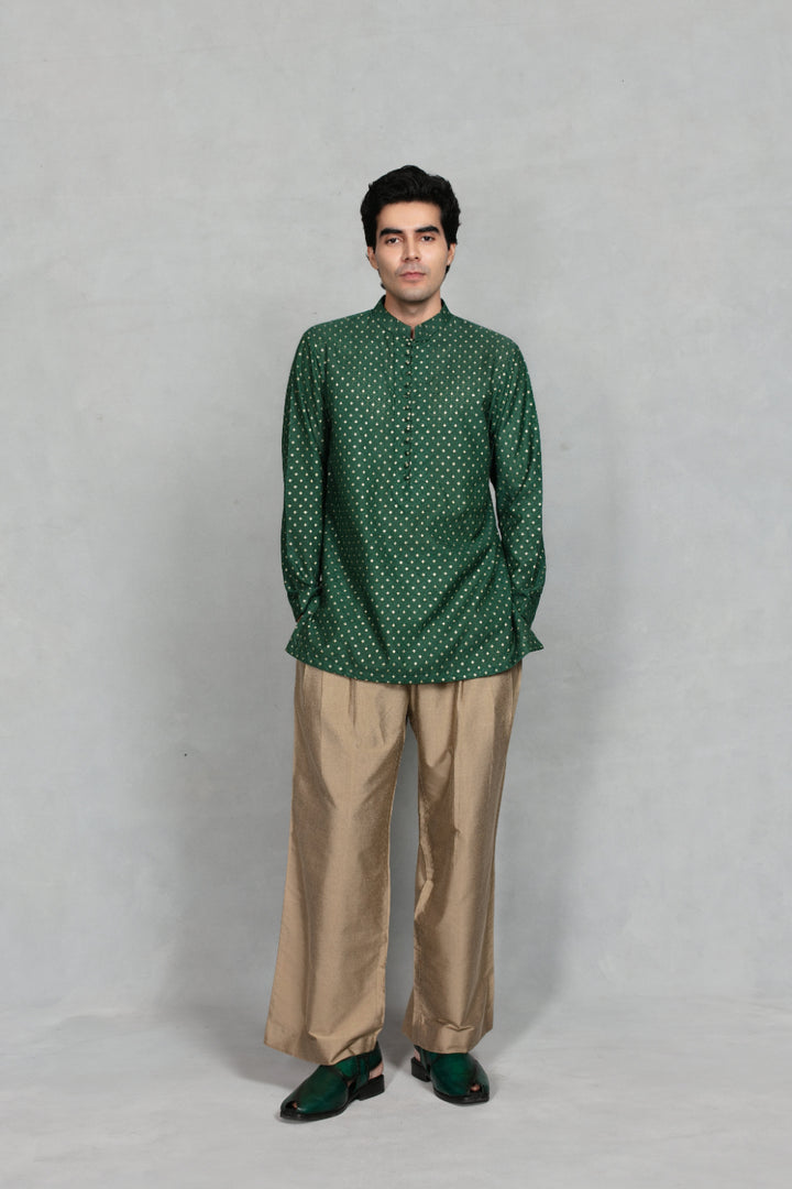 Dastkar Indo - Western Jacket Set in Green