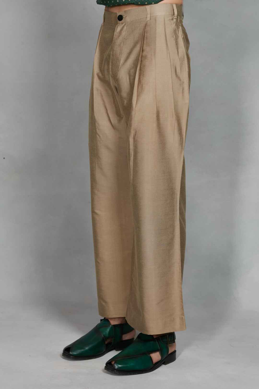 Dastkar Indo - Western Jacket Set in Green