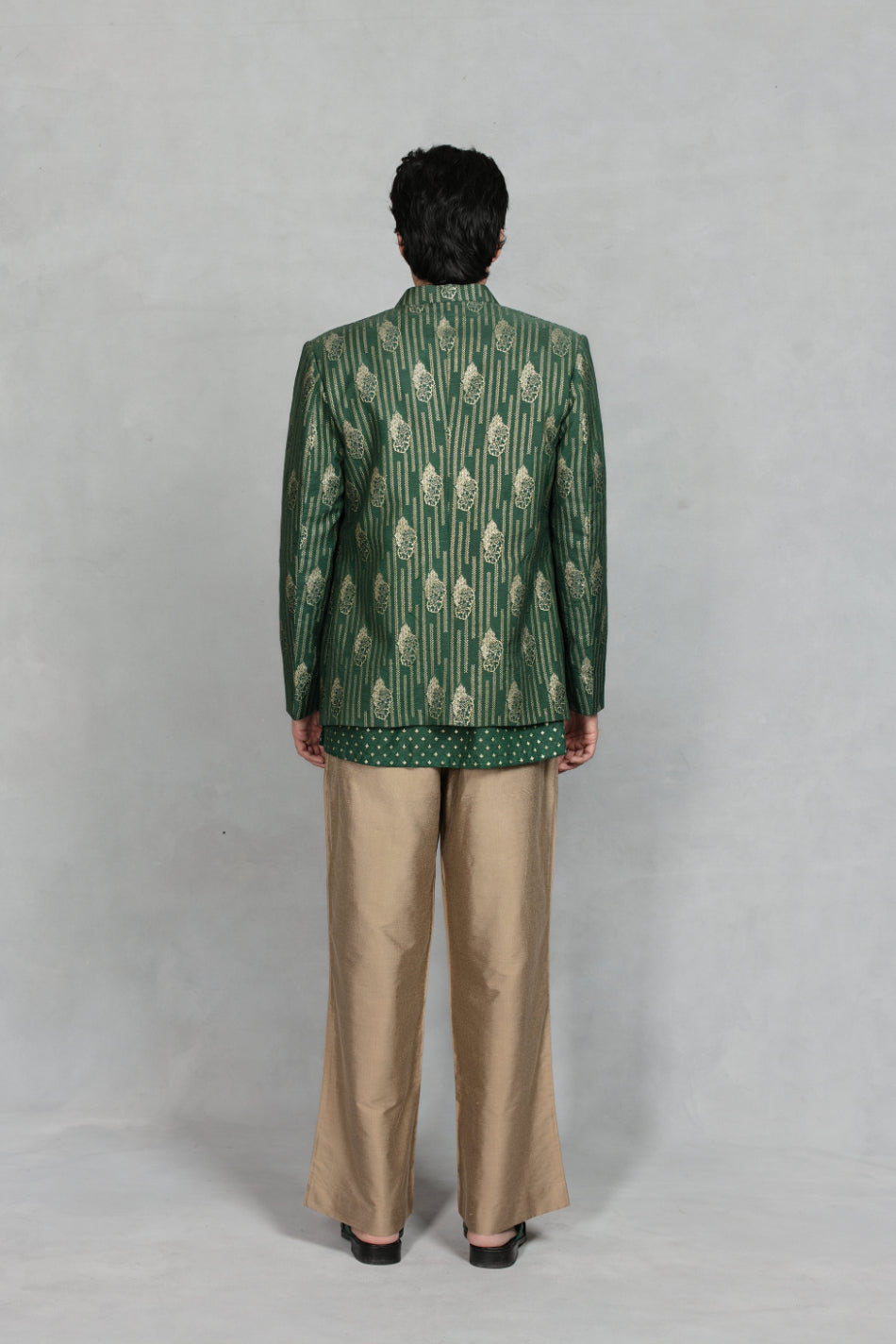 Dastkar Indo - Western Jacket Set in Green