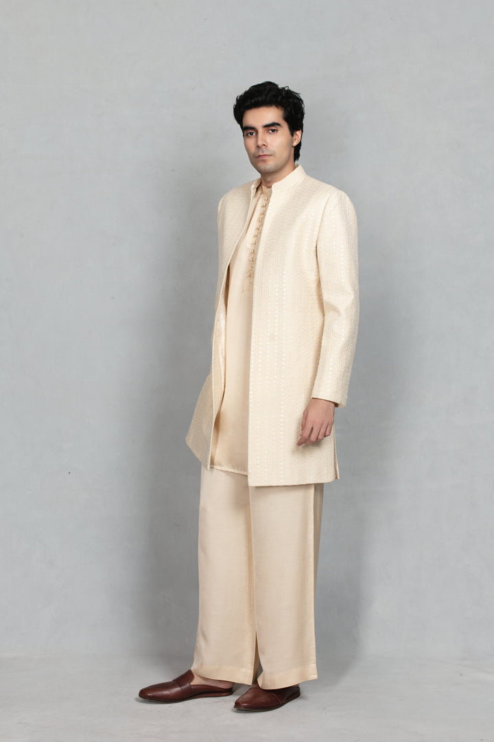 Vyom Indo Western Jacket Set in Ivory