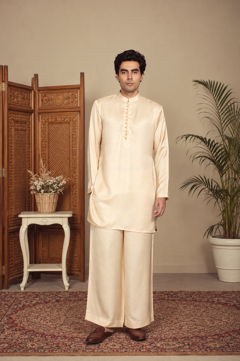 Vyom Indo Western Jacket Set in Ivory