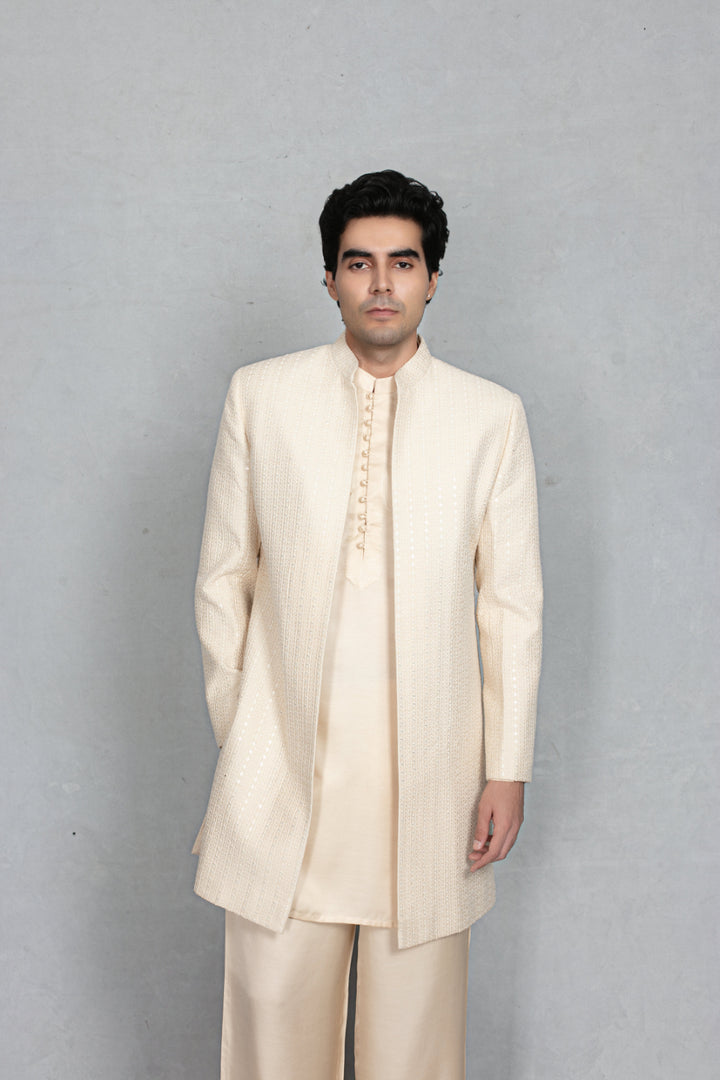 Vyom Indo Western Jacket Set in Ivory