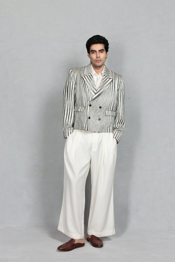 Azeem Jacket Set in Black/Offwhite
