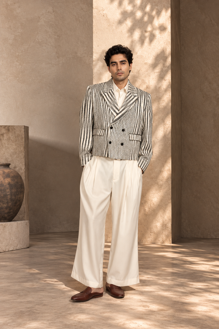 Azeem Jacket Set in Black/Offwhite