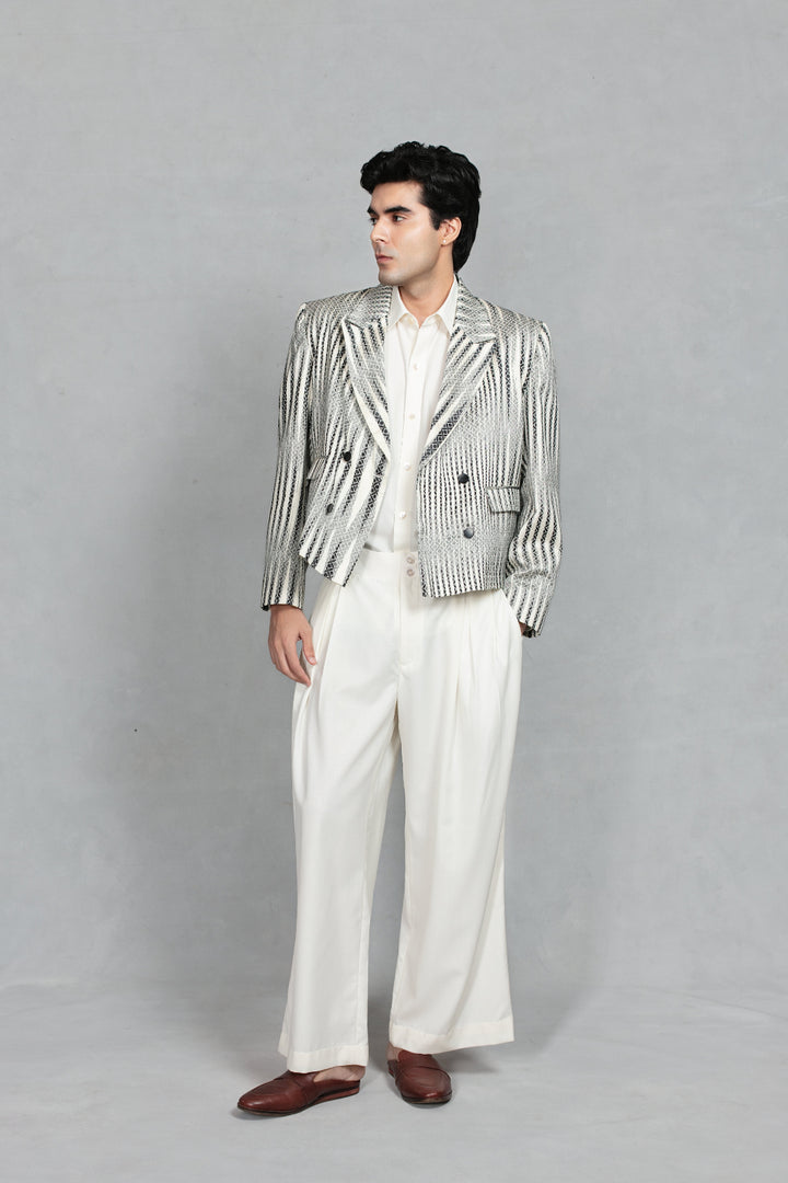 Azeem Jacket Set in Black/Offwhite