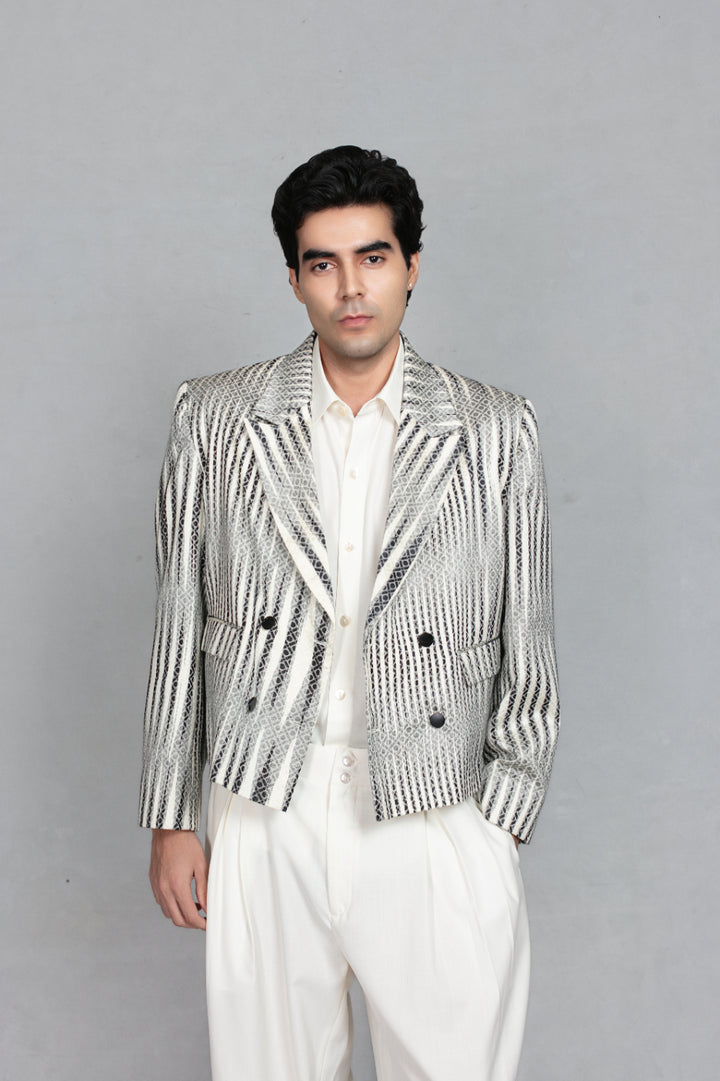 Azeem Jacket Set in Black/Offwhite
