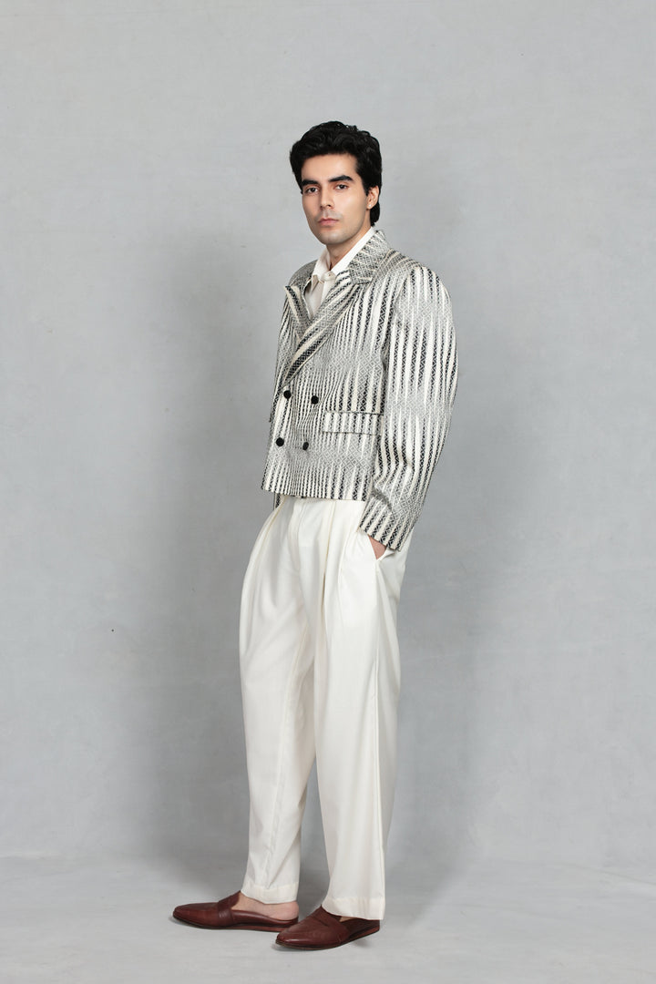 Azeem Jacket Set in Black/Offwhite