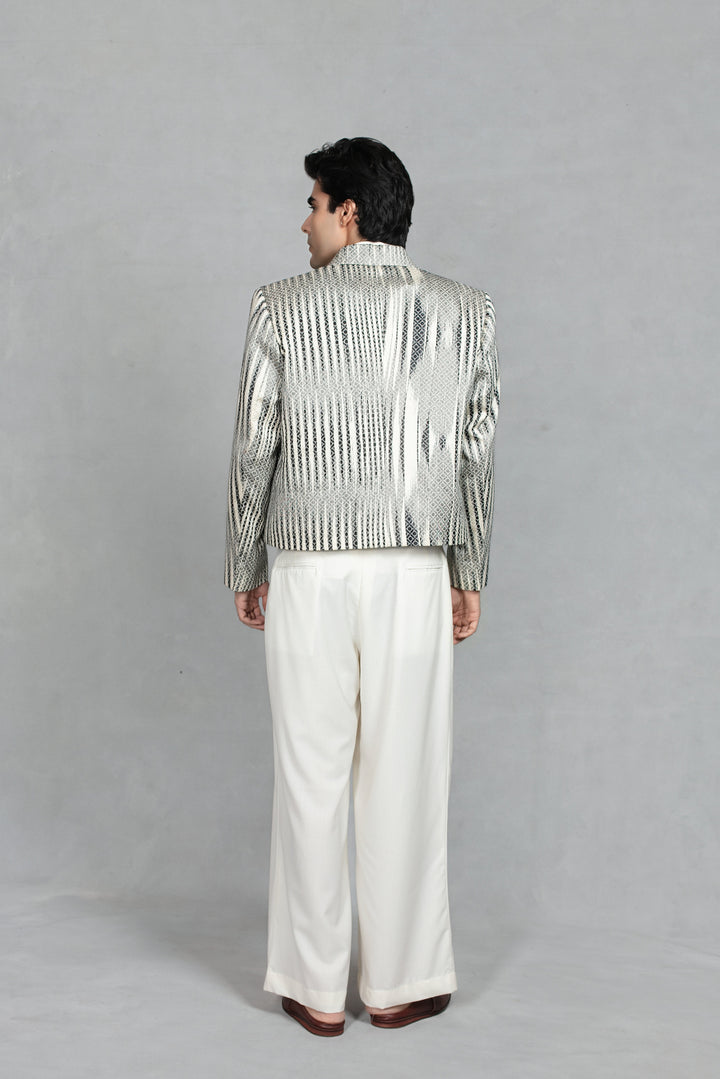 Azeem Jacket Set in Black/Offwhite