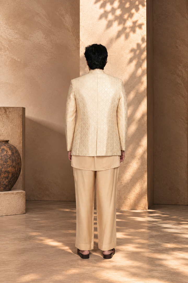 Rajwada Bandhgala in Cream/ Beige
