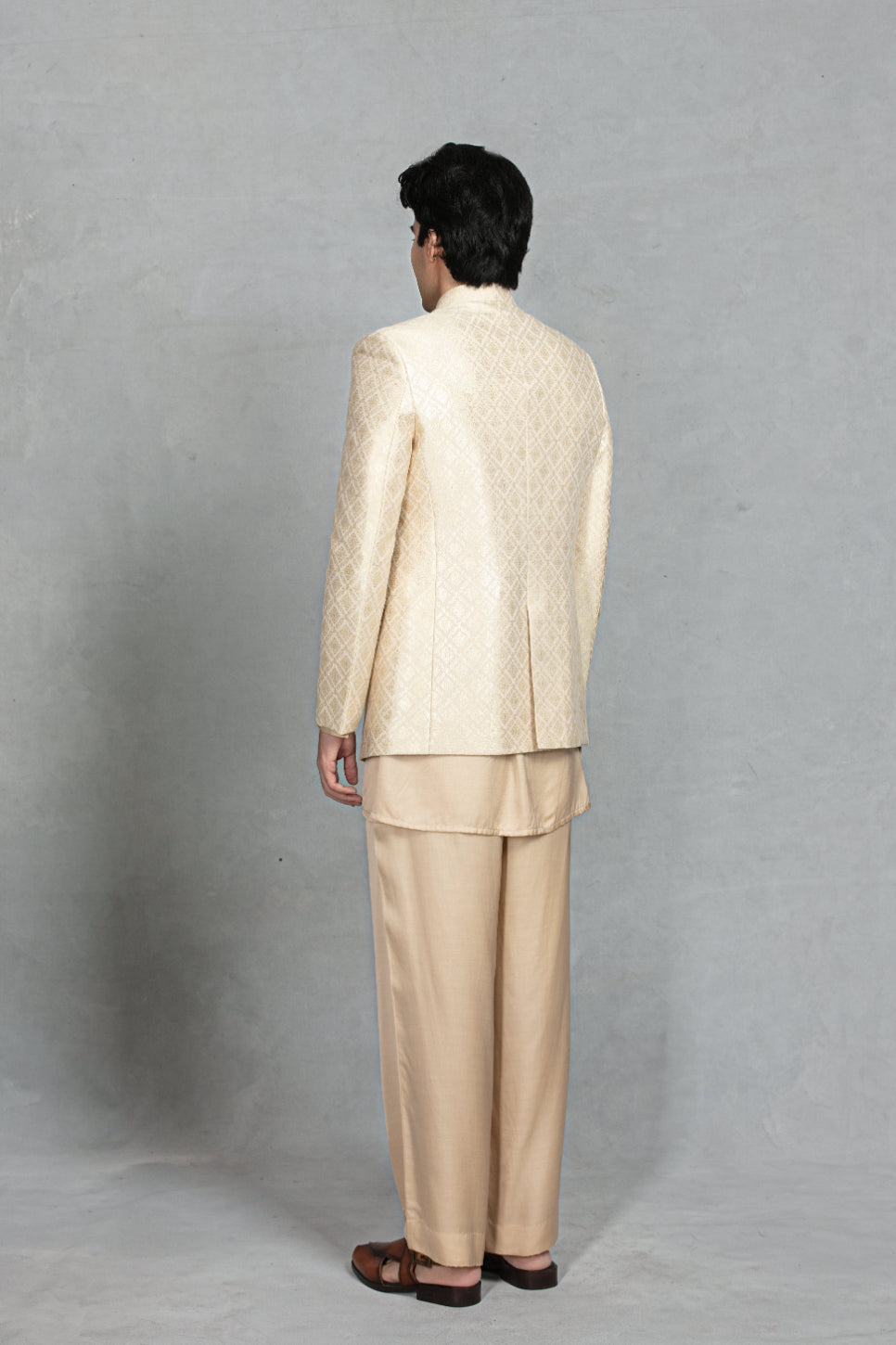 Rajwada Bandhgala in Cream/ Beige