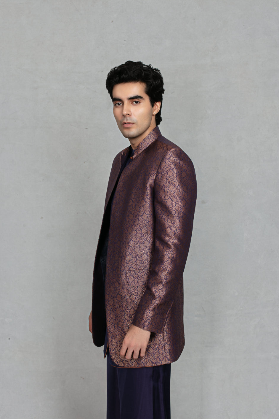 Azeem Indo Western Jacket Set in Cobalt Blue