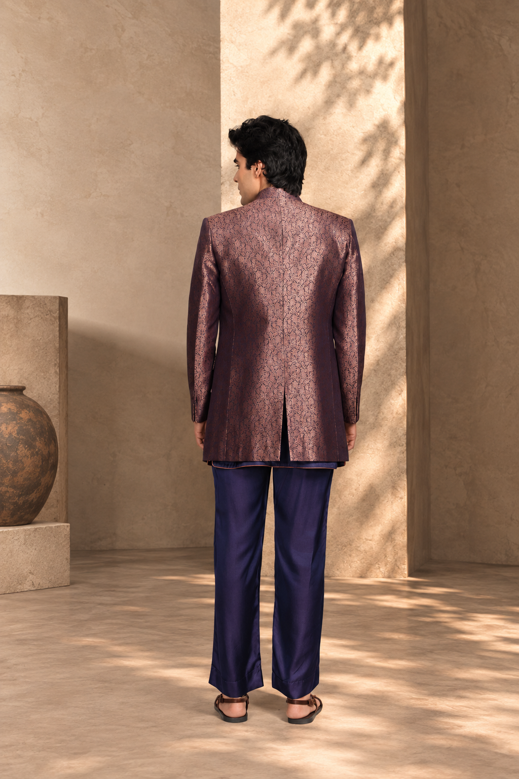 Azeem Indo Western Jacket Set in Cobalt Blue
