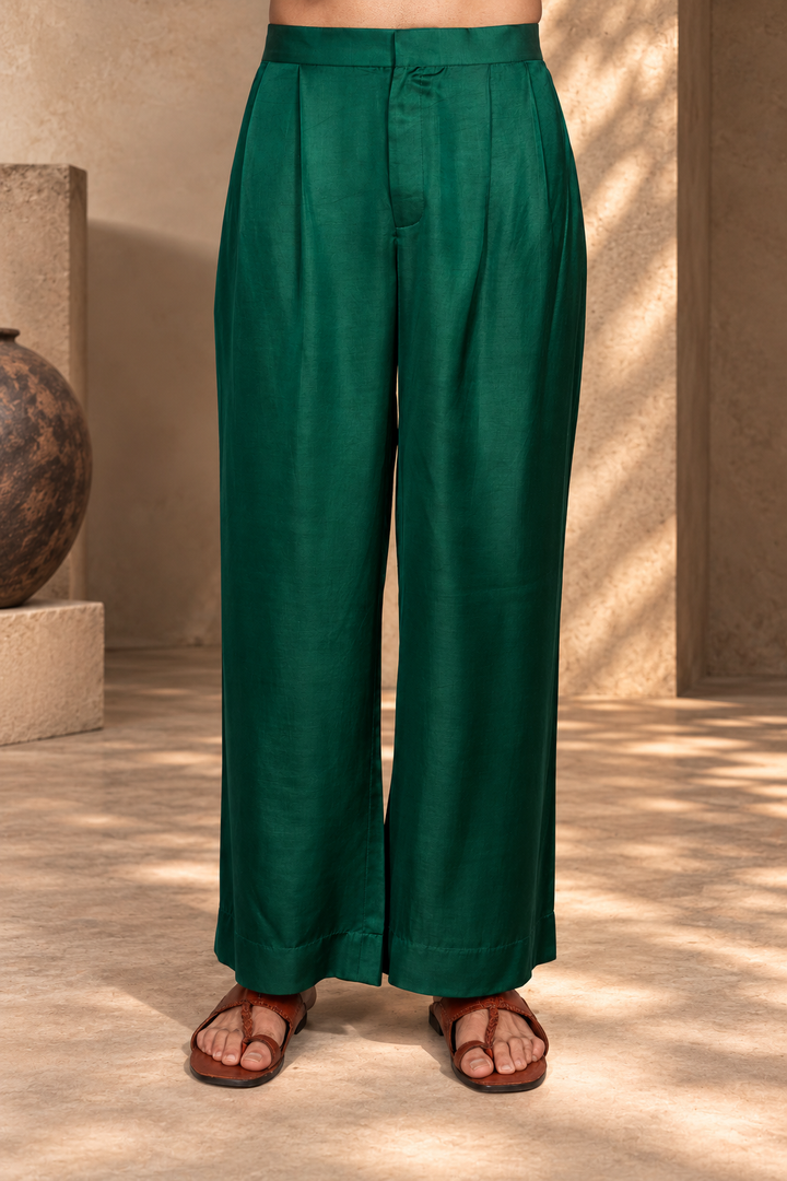 Aangan Indo-Western Jacket Set in Bottle Green