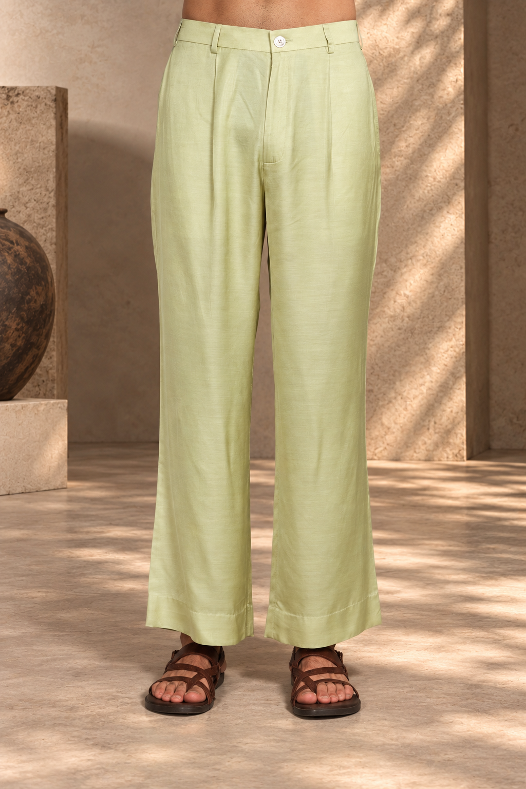 Jaali Indo Western Jacket Set in Beige Gold/Celadon