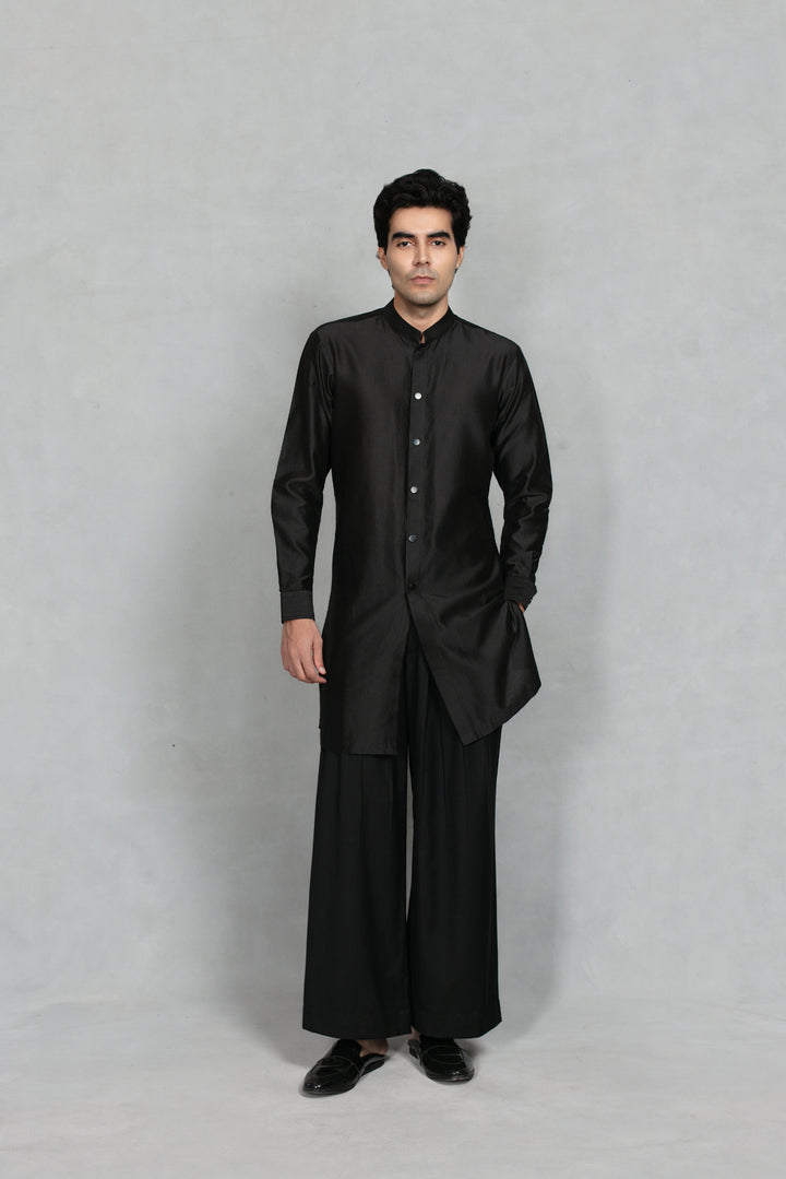 Jashn Indowestern Jacket Set in Black/ Gold
