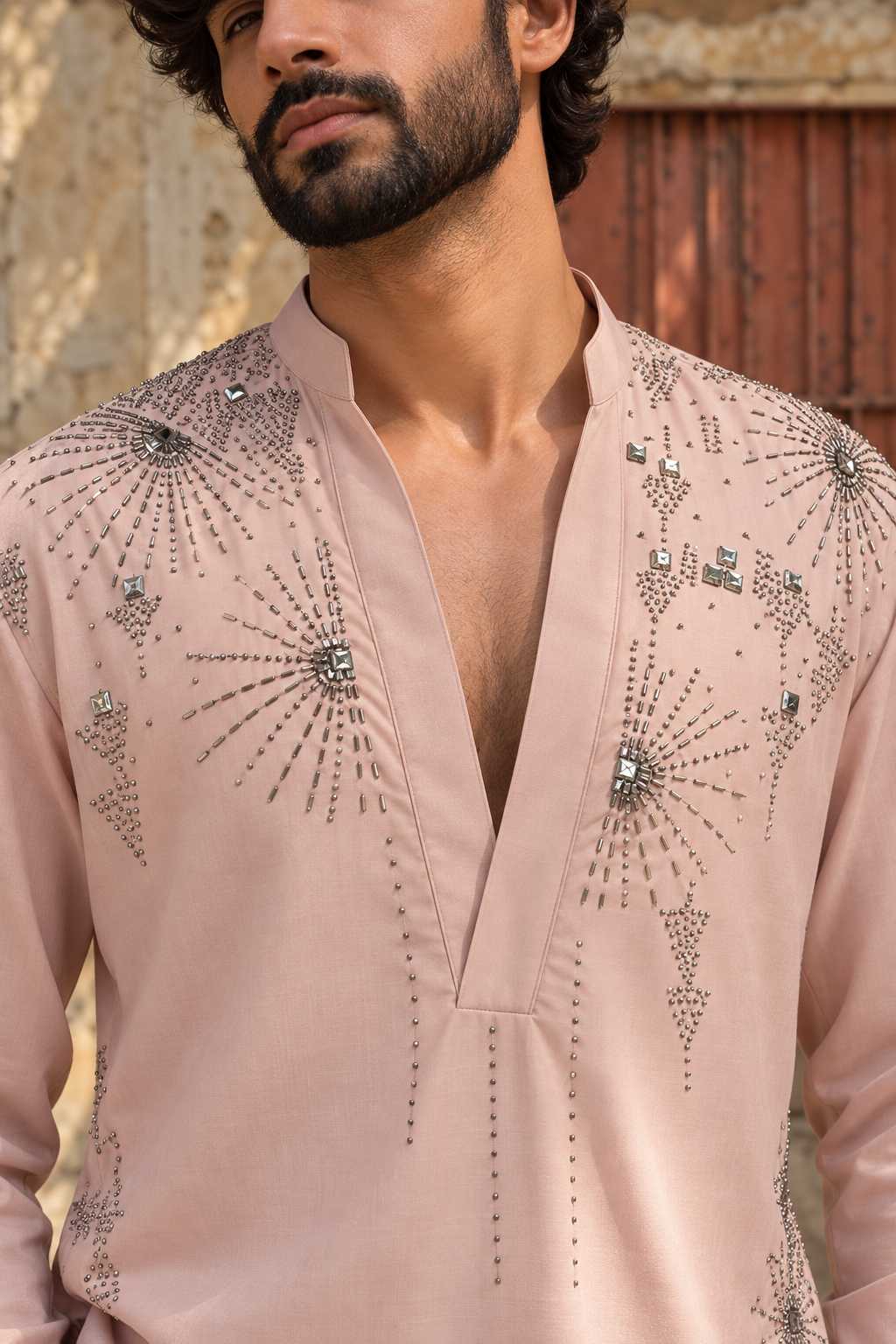 Gulraaz Kurta Set in Dusky Pink