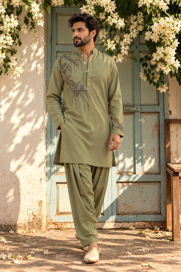 Gulistan Kurta Set in Mint Green