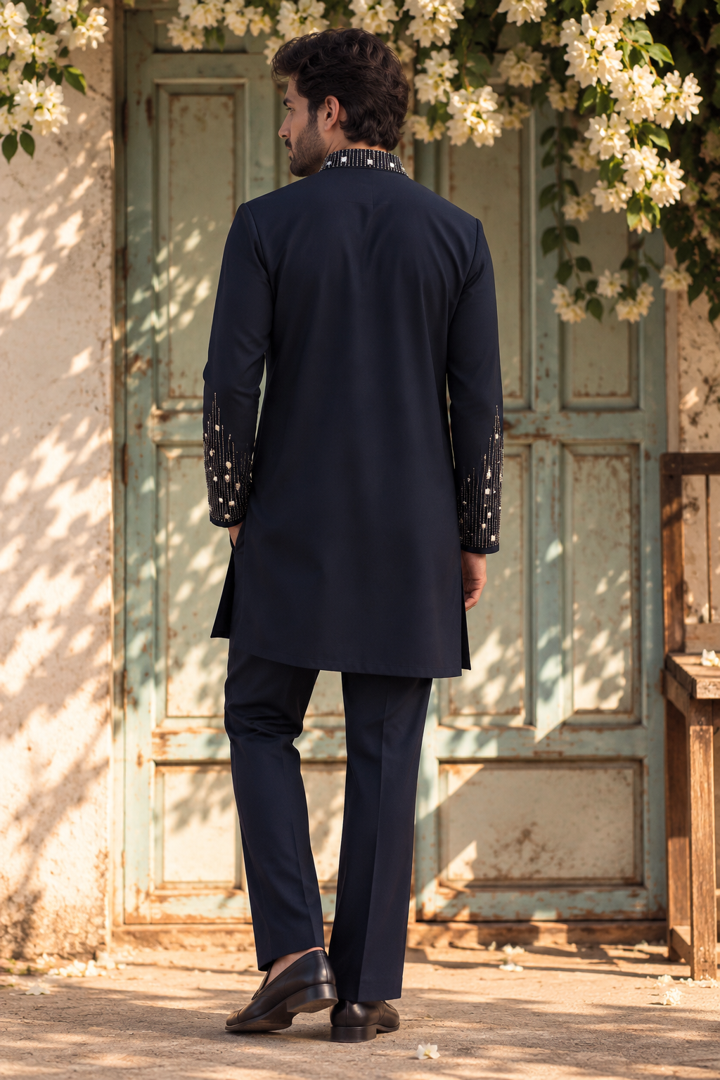 Shabnoor Kurta Set in Navy Blue