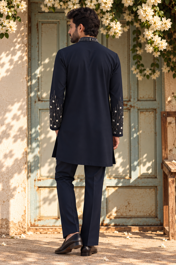Shabnoor Kurta Set in Navy Blue