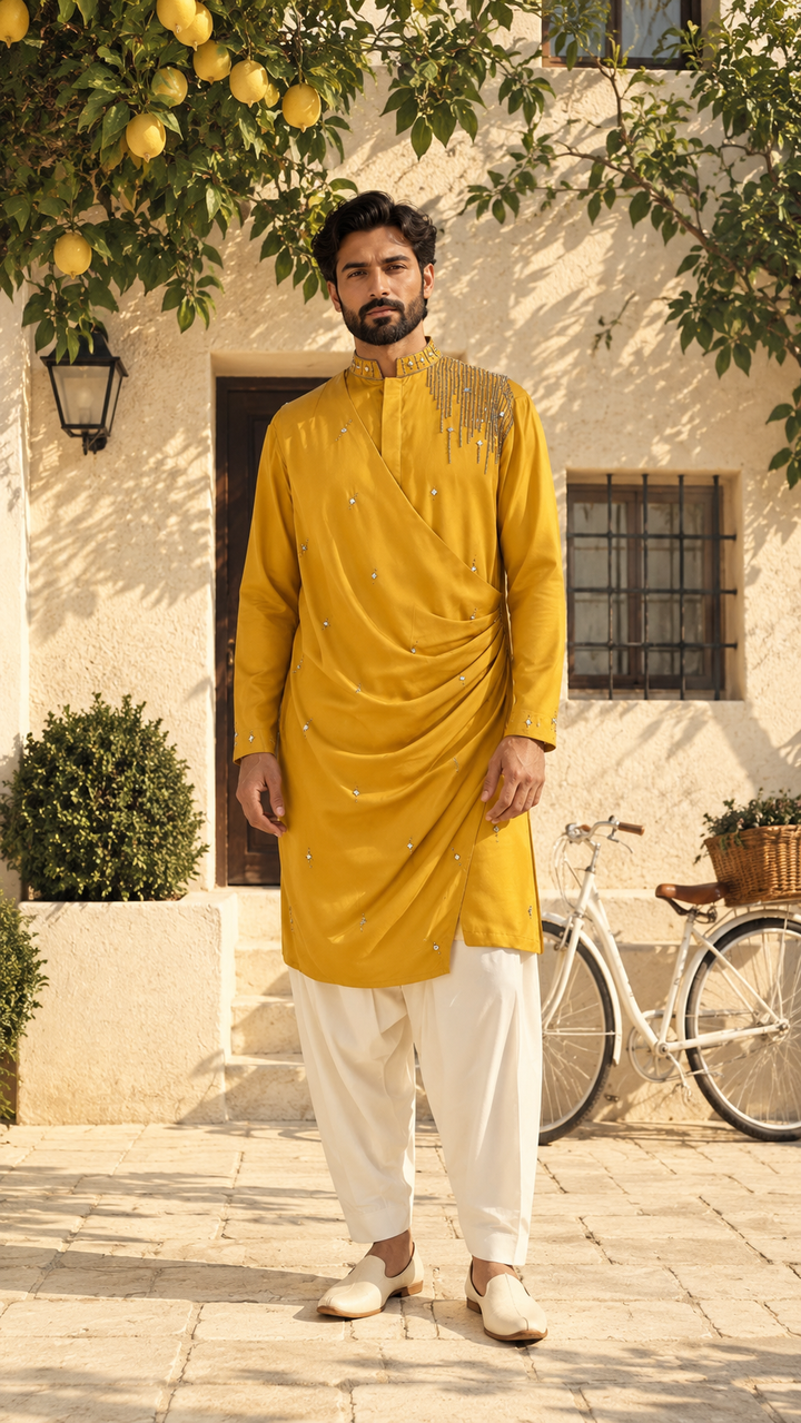 Kesar Kurta Set in Mustard Yellow