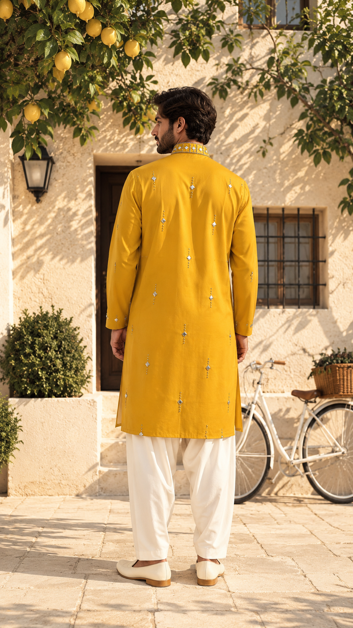 Kesar Kurta Set in Mustard Yellow