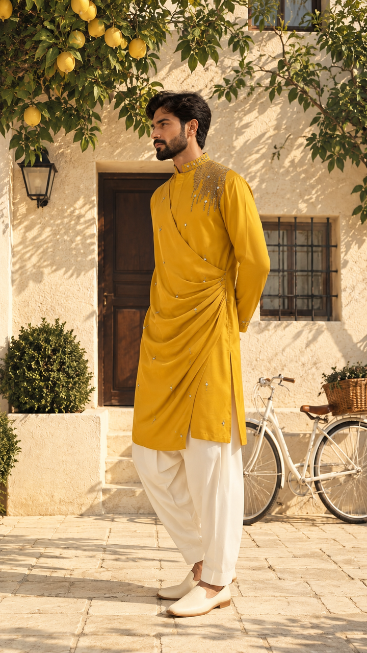 Kesar Kurta Set in Mustard Yellow