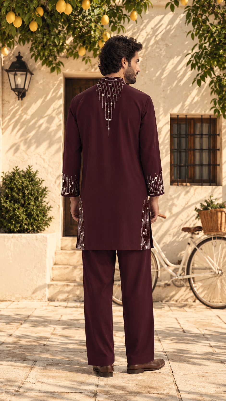Shafaq Kurta Set in Wine