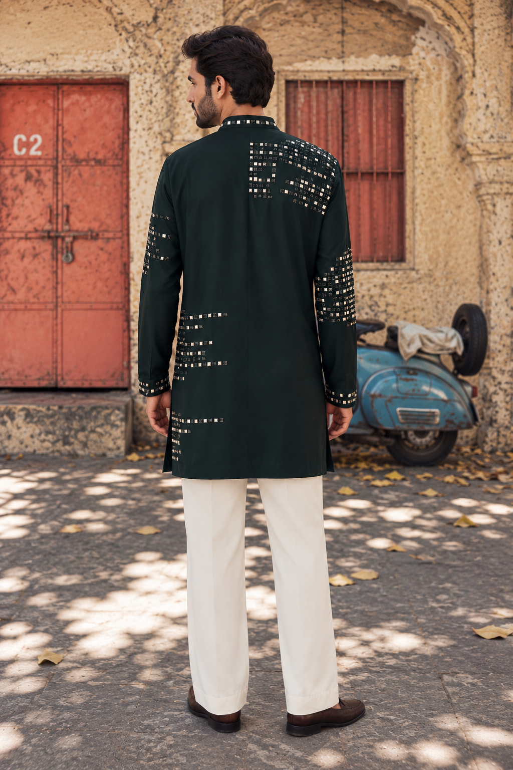 Aarunya Kurta Set in Bottle Green