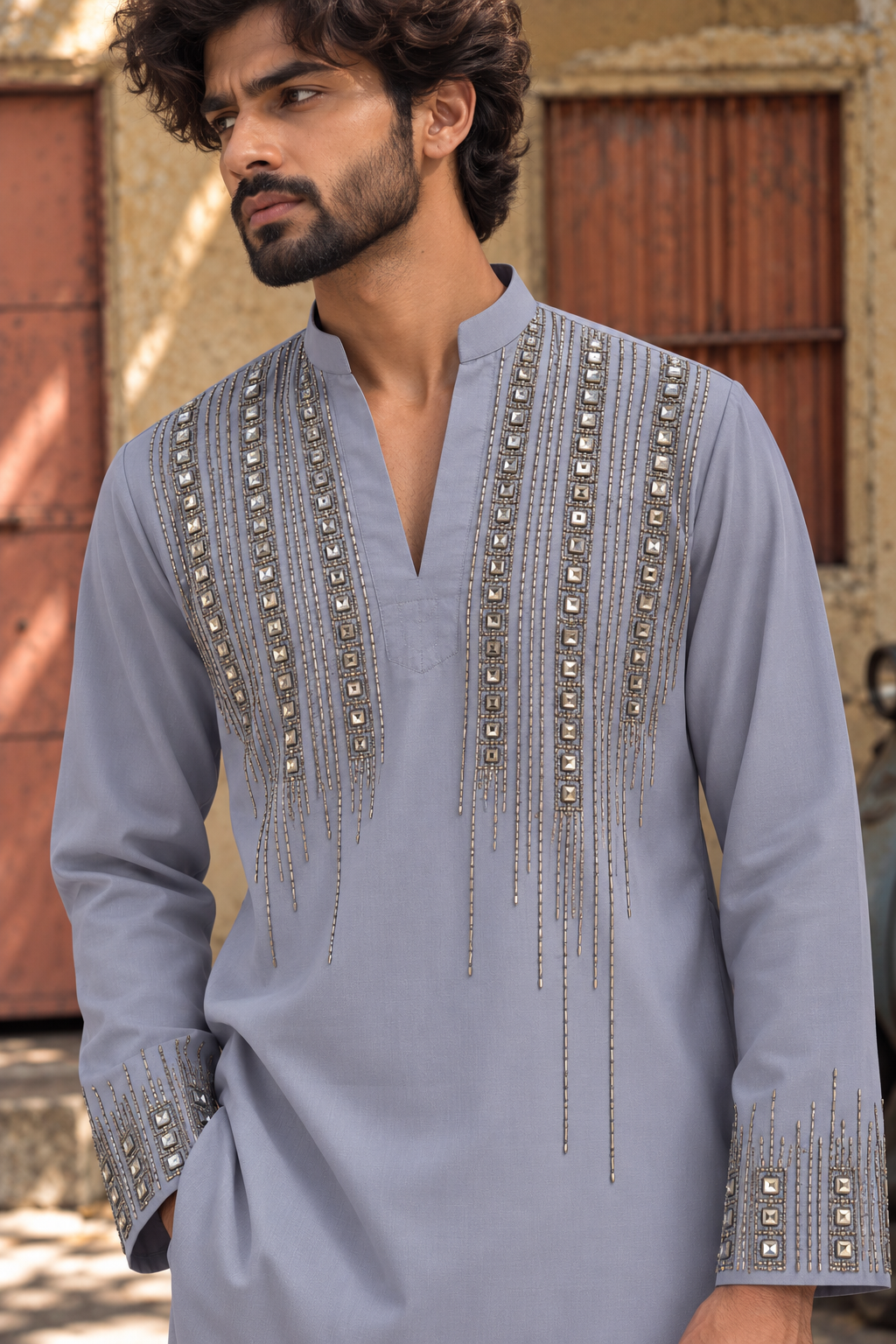 Zarmehr Kurta Set in Dusky Light Blue