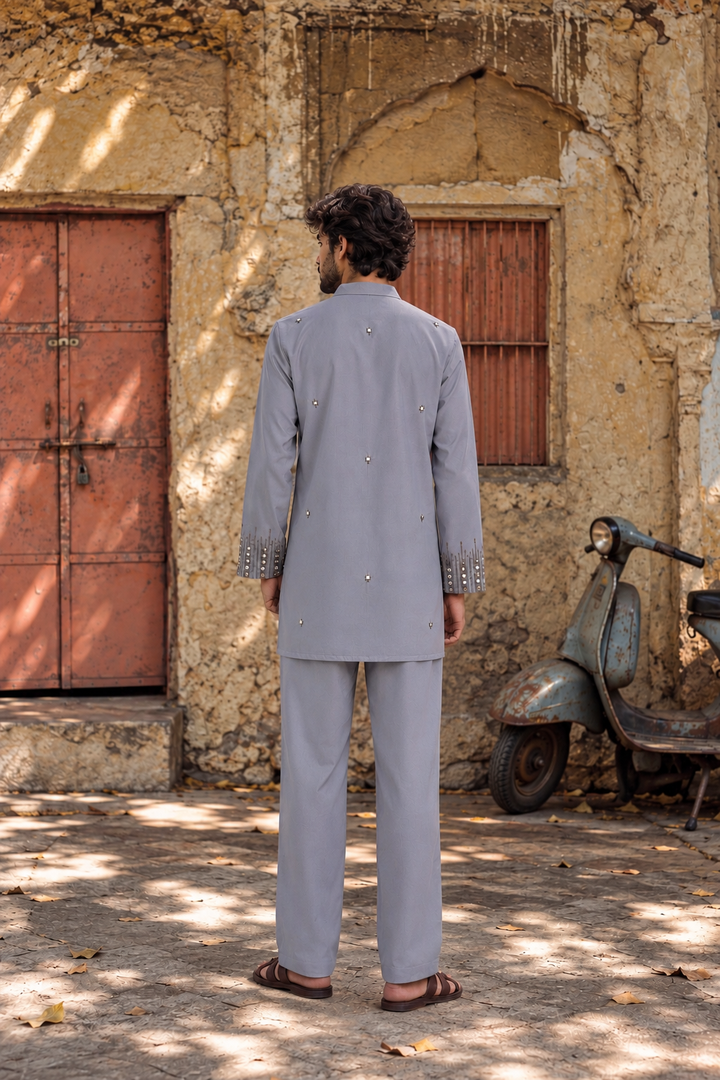 Zarmehr Kurta Set in Dusky Light Blue