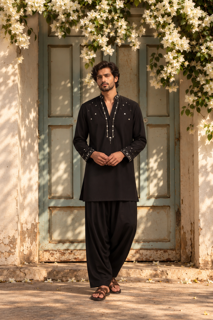 Siyaah Kurta Set in Black