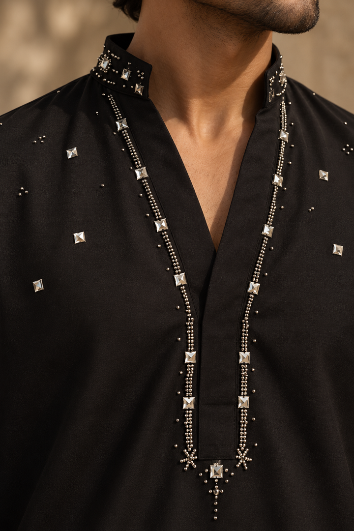 Siyaah Kurta Set in Black