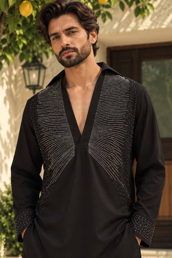 Aksir Kurta Set in Black