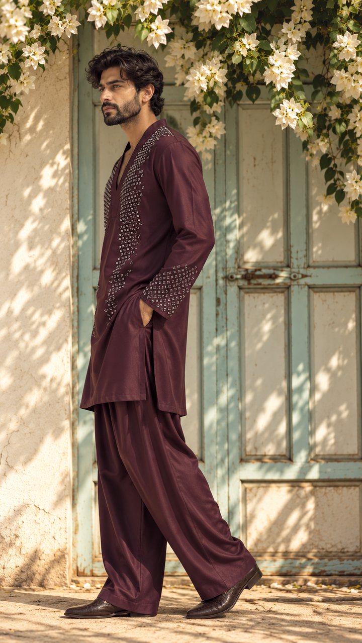 Zaryth Kurta Set in Wine