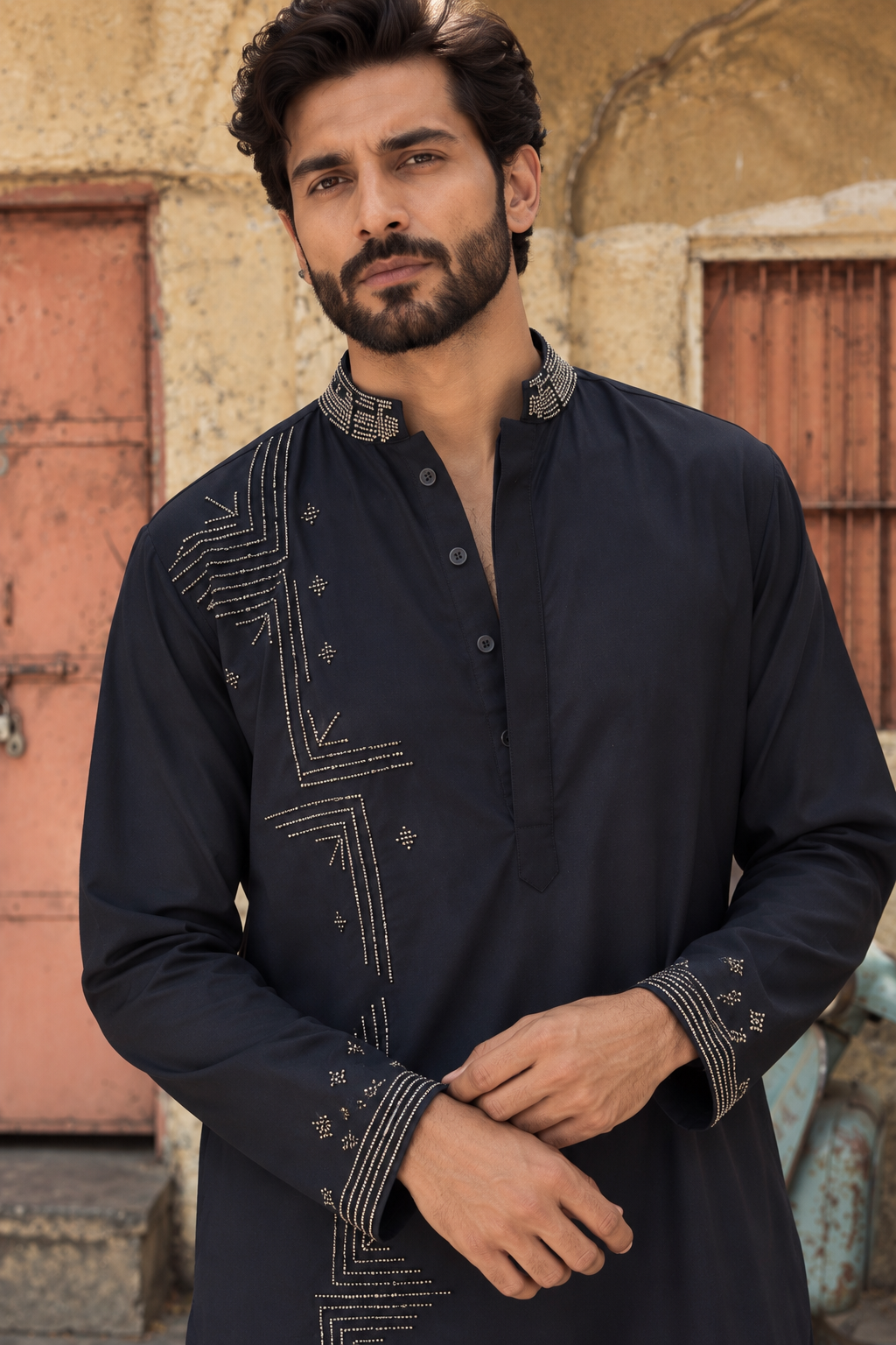 Aarish Kurta Set in Navy Blue Colour