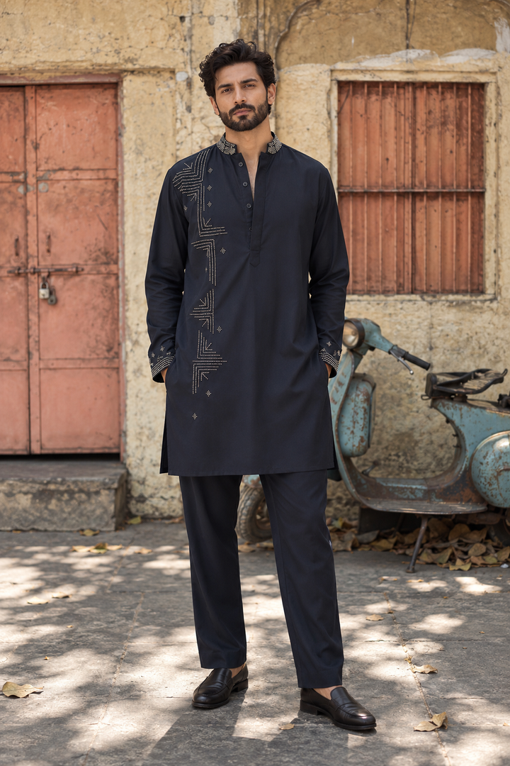 Aarish Kurta Set in Navy Blue Colour