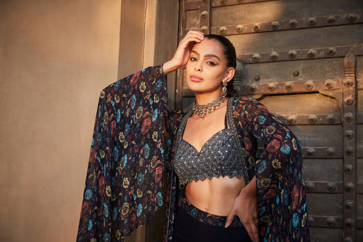 Aaliyah- Printed Cape Set