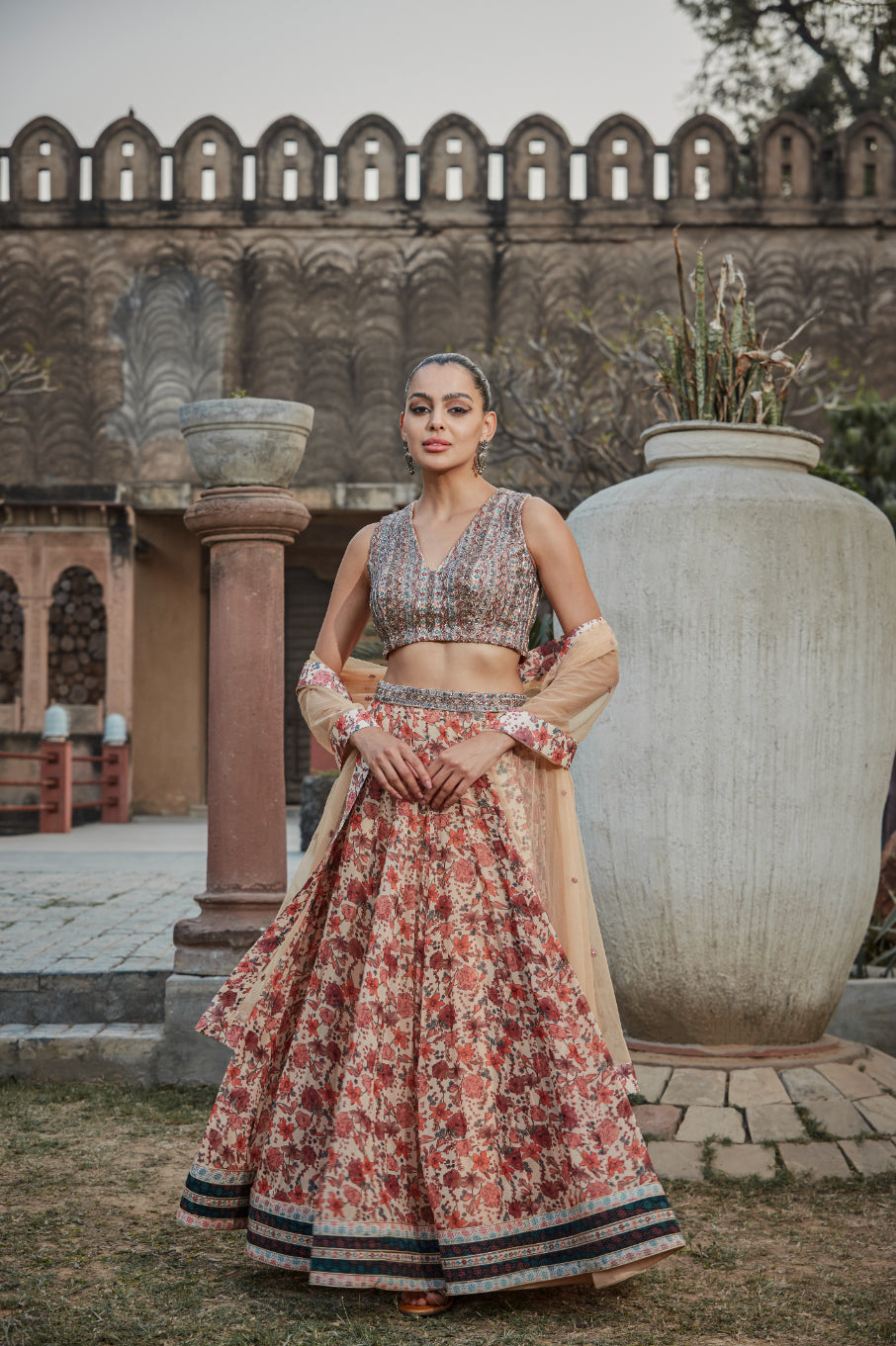 Aisha- Printed Lehenga Set - Bohame