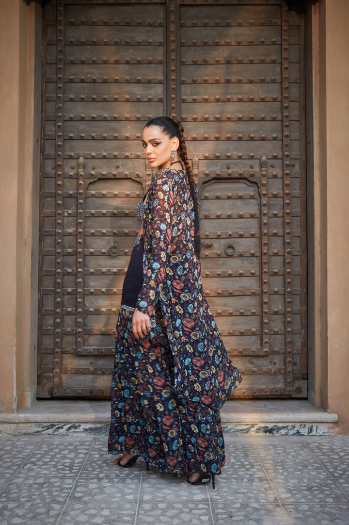 Audre- Printed Cape and sharara set - Bohame