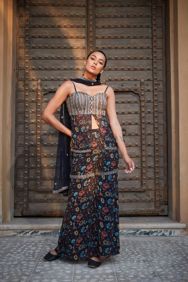 Aurelia- Printed Peplum Sharara Set