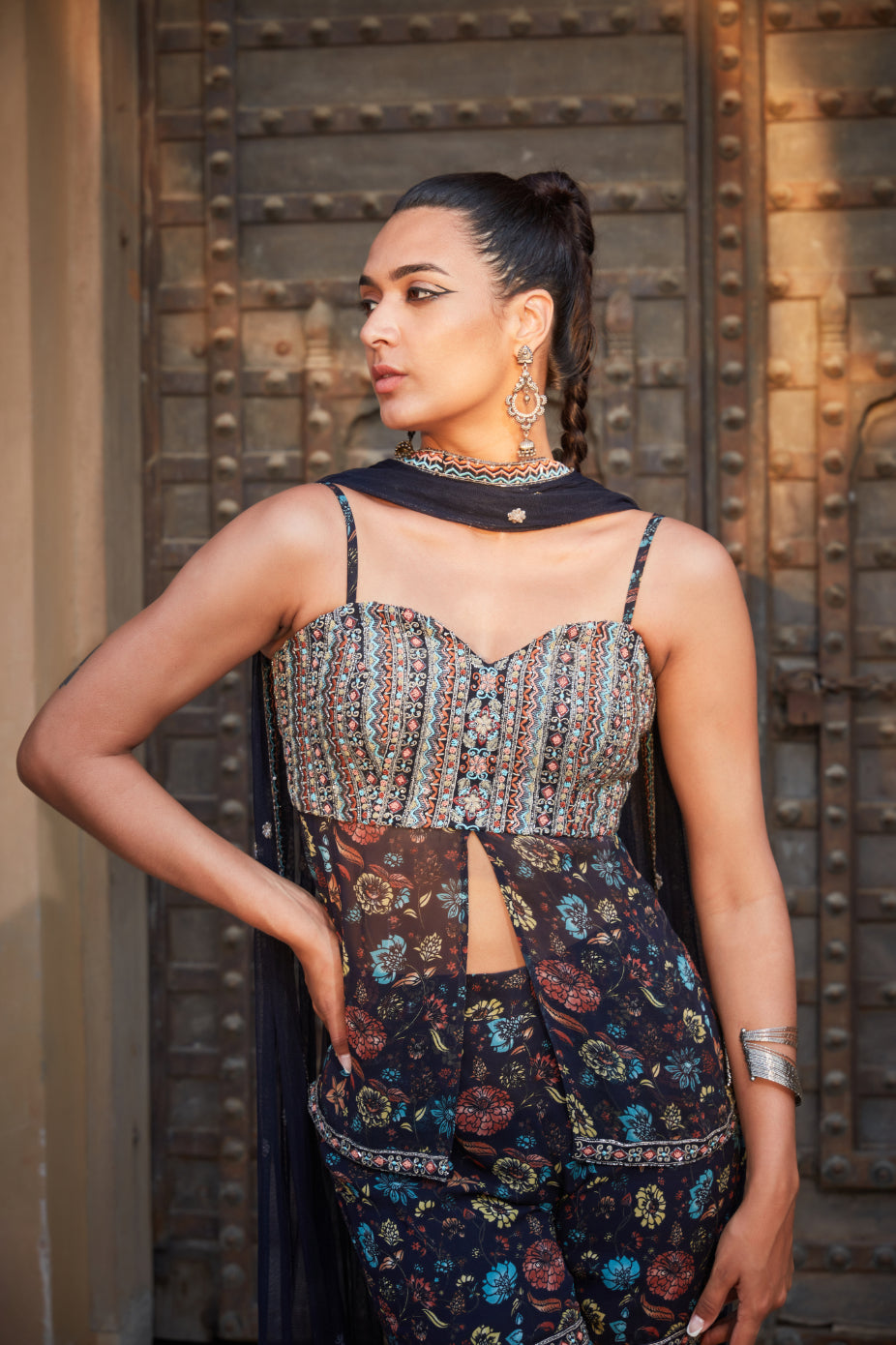 Aurelia- Printed Peplum Sharara Set