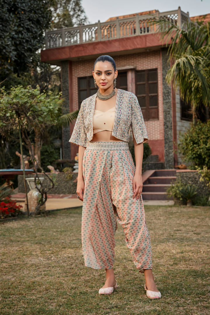 Gayle- Embroidered Jacket Set With Tulip Pants