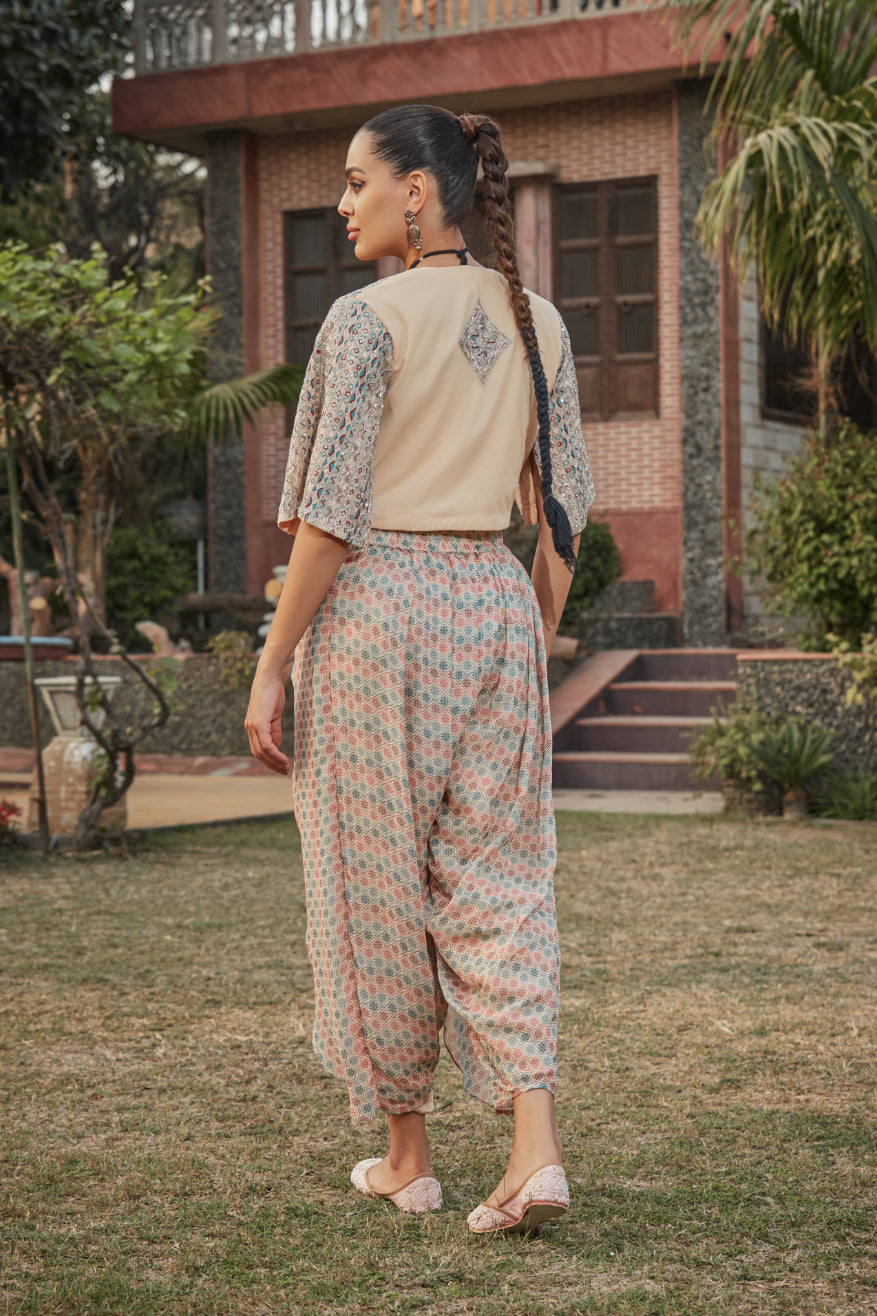 Gayle- Embroidered Jacket Set With Tulip Pants - Bohame