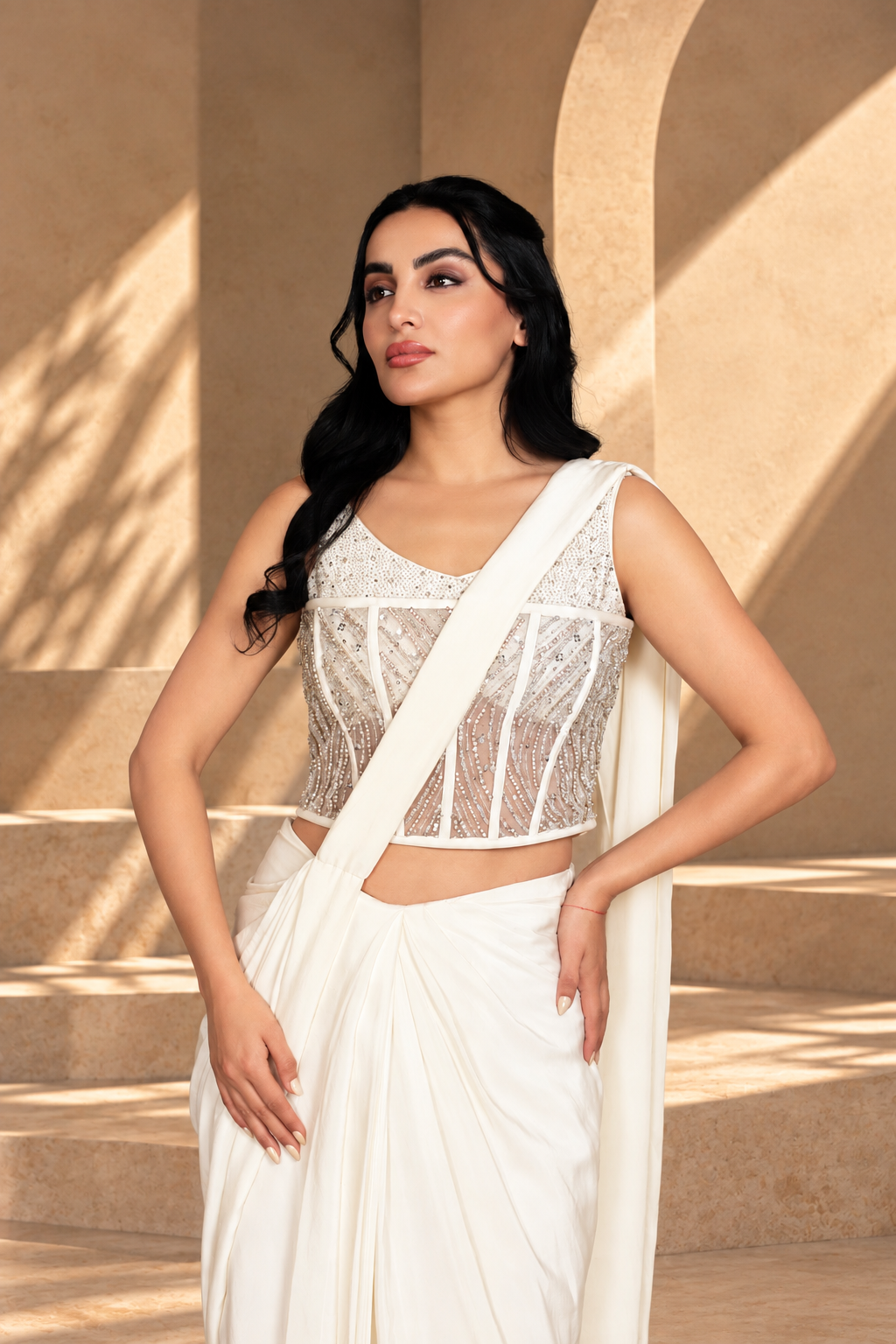 Inaya Concept Saree in Off- White