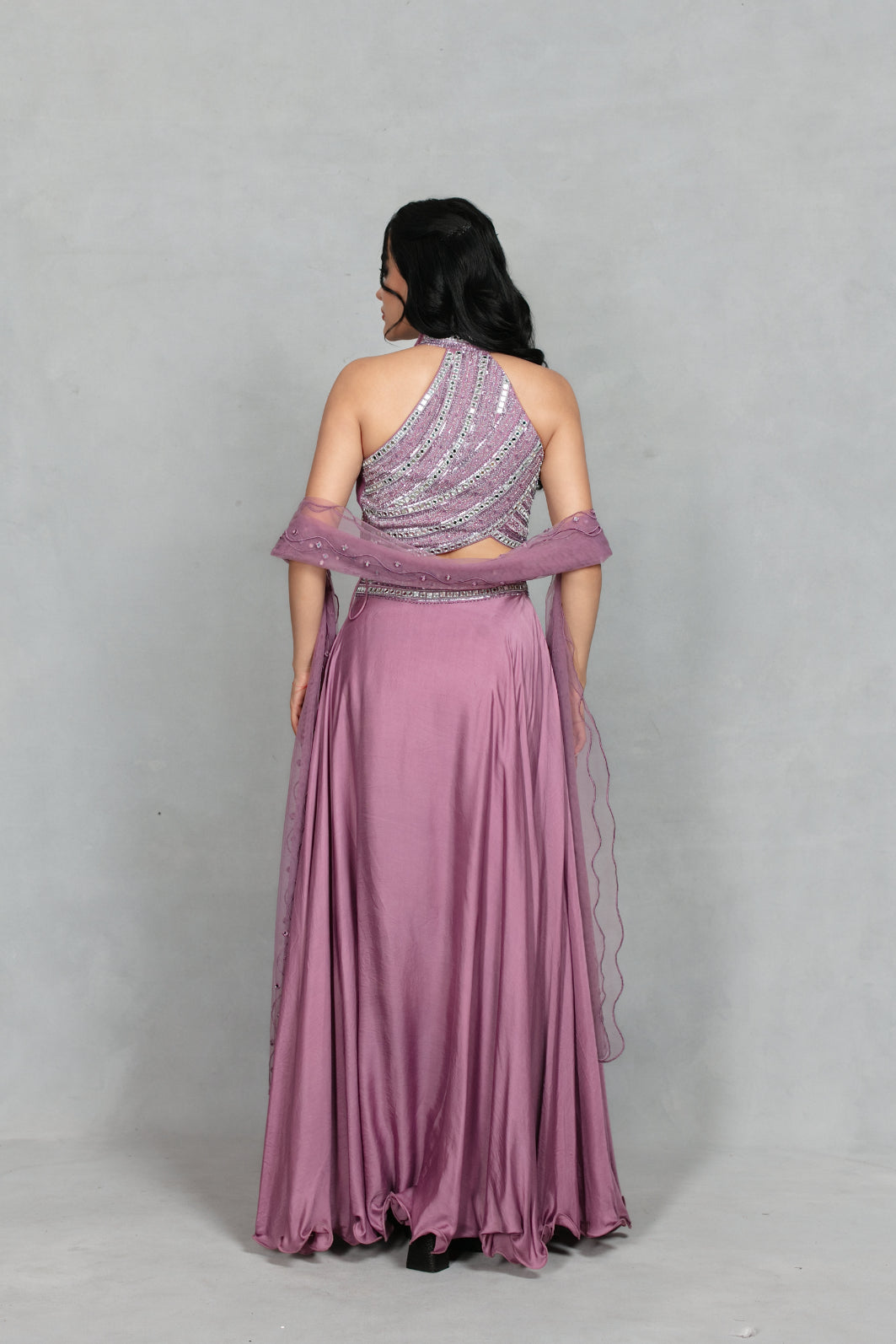 Zareen Lehenga Set with Dupatta in Mauve