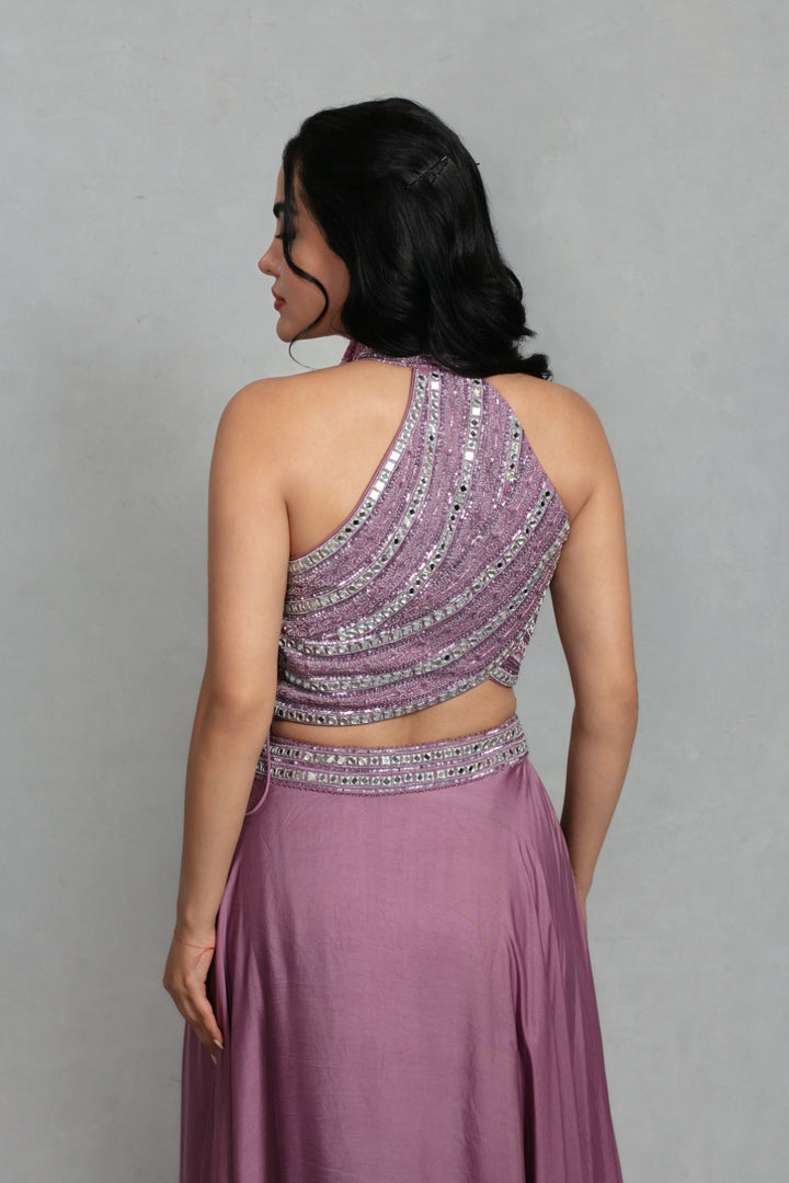 Zareen Lehenga Set with Dupatta in Mauve
