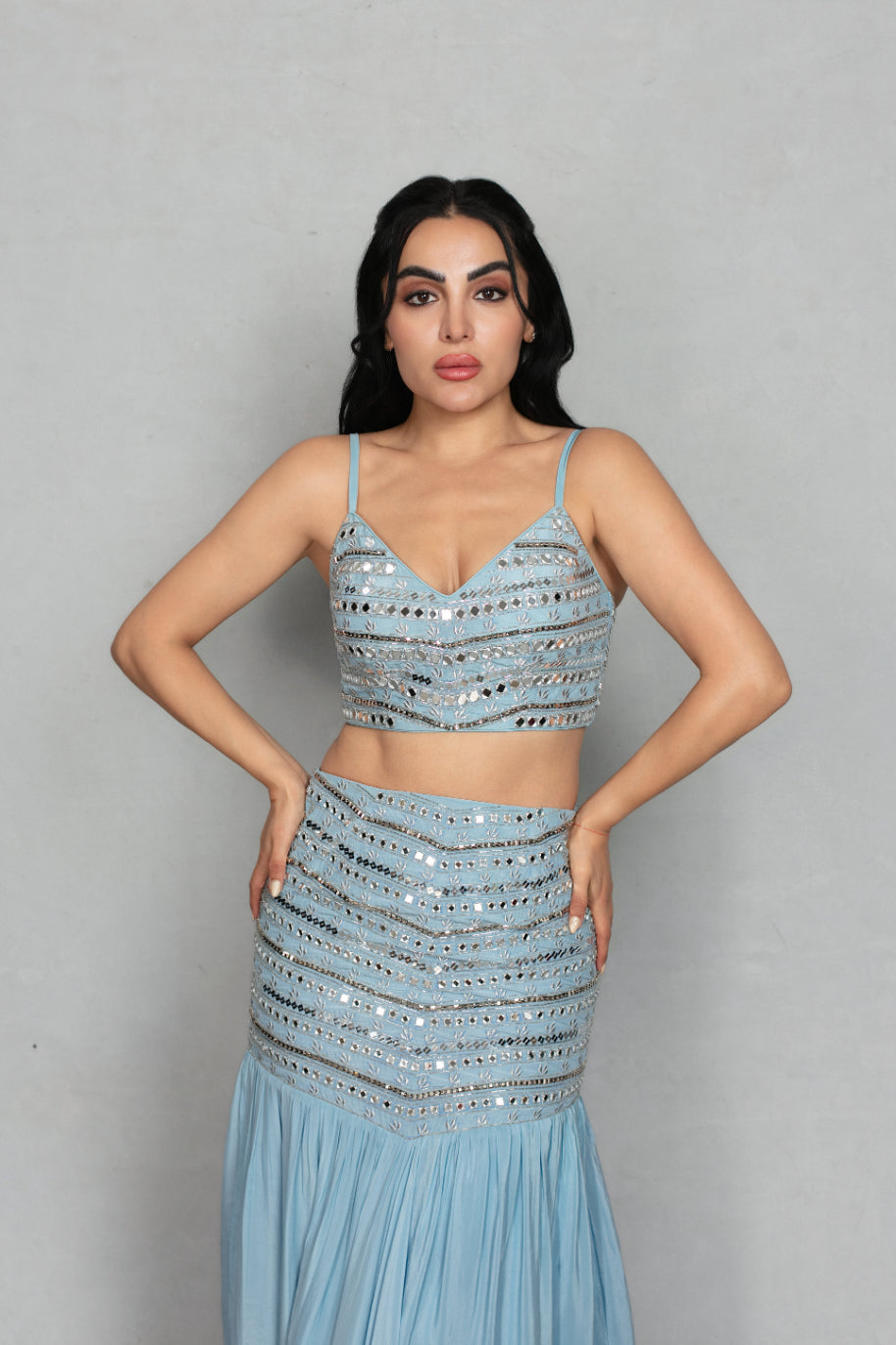 Rajasi Lehenga Set with Dupatta in Light Blue
