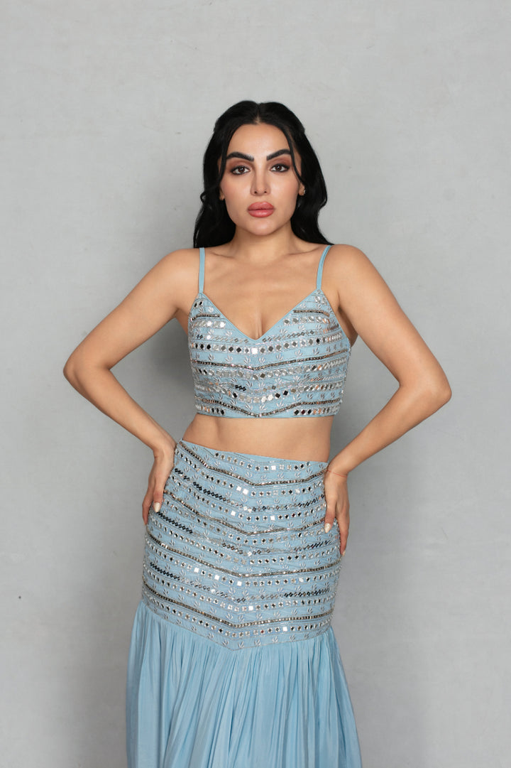 Rajasi Lehenga Set with Dupatta in Light Blue