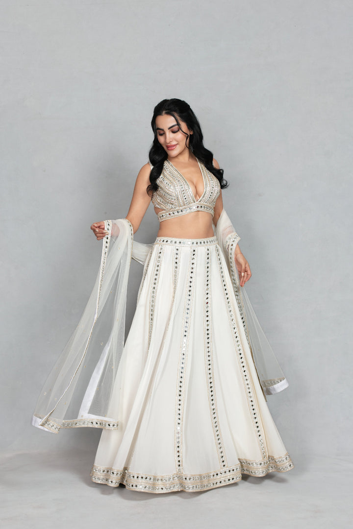 Amrapali Lehenga Set with Dupatta in Off White