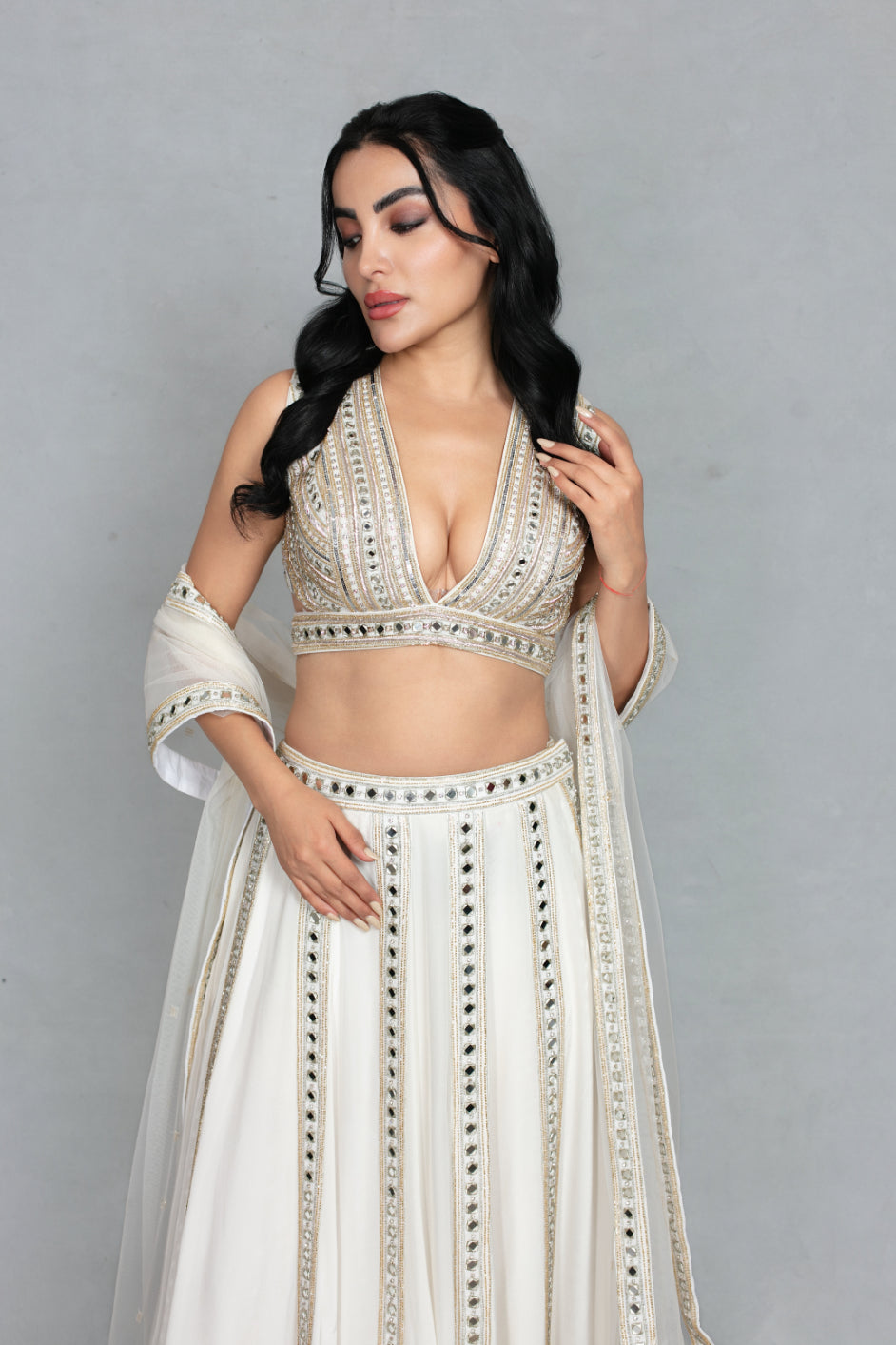 Amrapali Lehenga Set with Dupatta in Off White